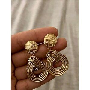 18K Gold Plated Geometric Circle Dangle Earrings